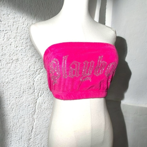 PLAYBOY Other - Playboy 90s inspired bling y2k velour rhinestone  bandeau S